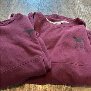 Victoria Secret PINK Bundle of 2 Xsmall Hoodie Sweatshirt Maroon Leopard Casual